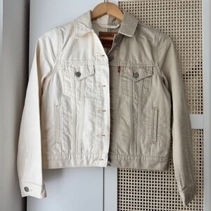 Levi’s Original Cream & Khaki Trucker Colorblock Denim Jean Jacket Women’s